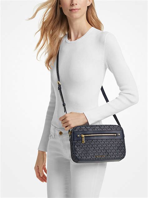 michael kors airplane print|Jet Set Large Signature Logo Print Woven Crossbody Bag.